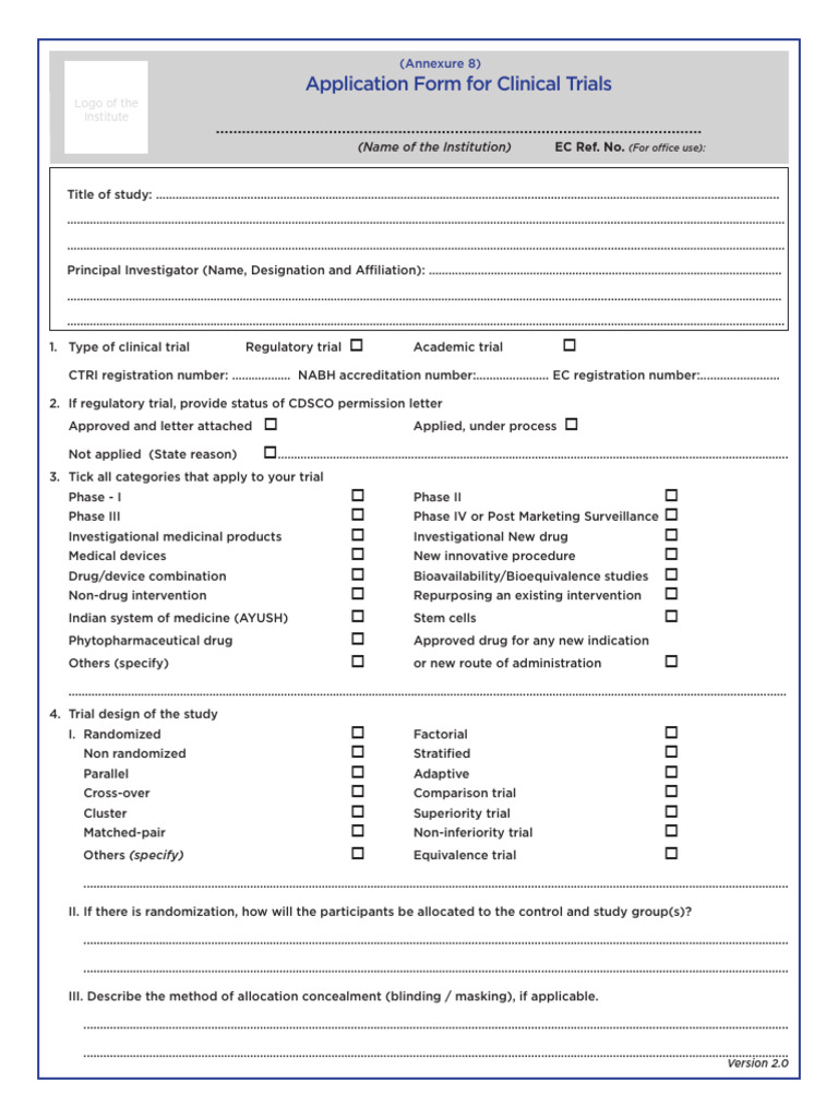 Clinical Trial Application Form Details | PDF | Clinical Trial | Phases ...