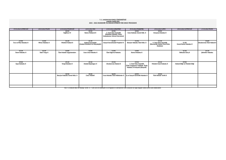 2021 2022 Bahar Donemi Vize Programi Pdf