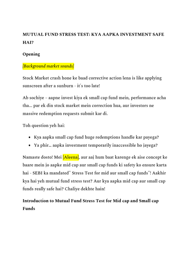 Mutual Fund Stress Test Insights | PDF | Market Liquidity | Financial ...