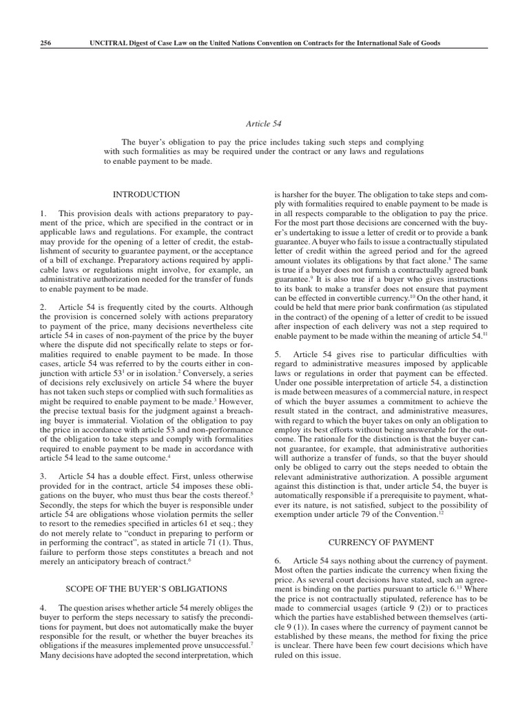 Article 54: Buyer's Payment Obligations | PDF | Letter Of Credit ...