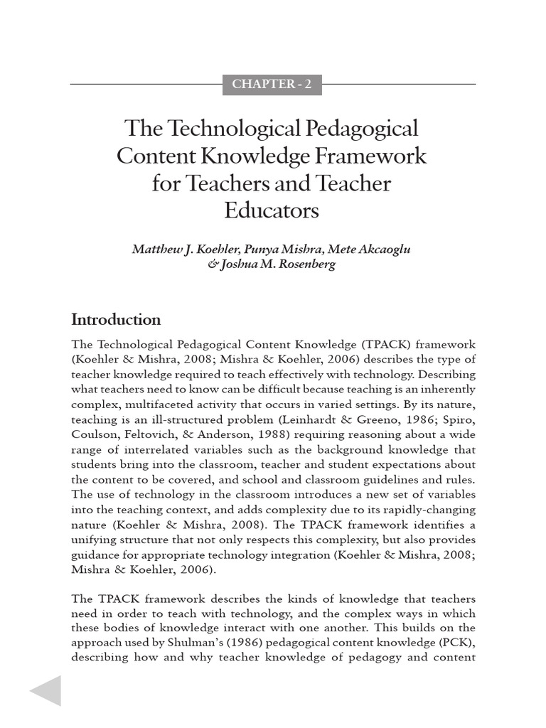 TPACK Framework for Teacher Education | PDF | Pedagogy | Educational ...