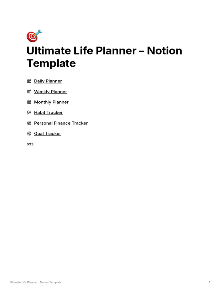 Ultimate Life Planner Notion Template | PDF