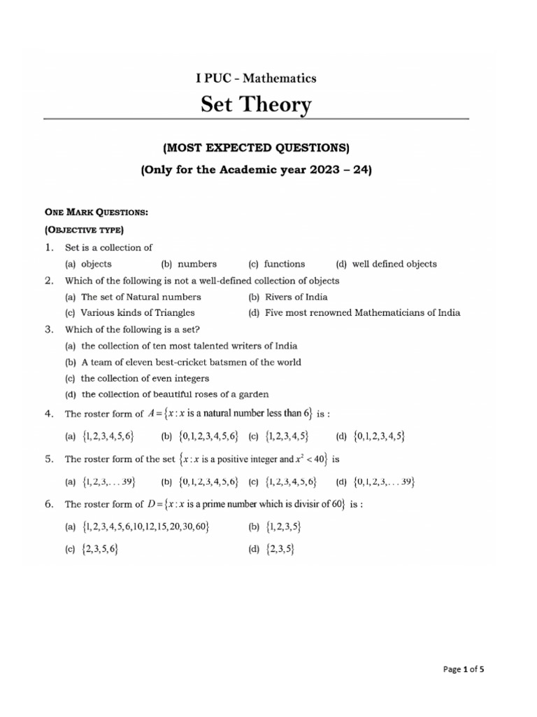Set Theory - QB-3 | PDF