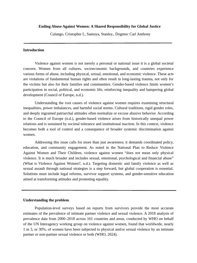 Global Strategies to End Violence Against Women | PDF | Violence ...