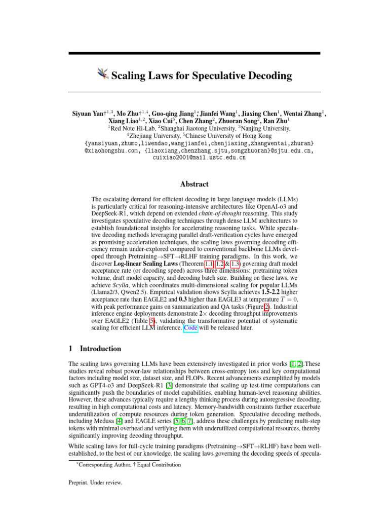 Scaling Laws in Speculative Decoding | PDF | Computing | Applied ...