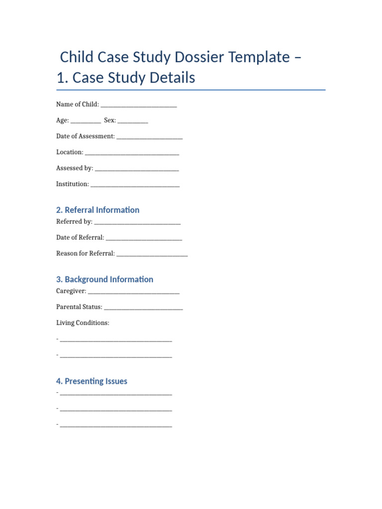 Child Case Study Template | PDF