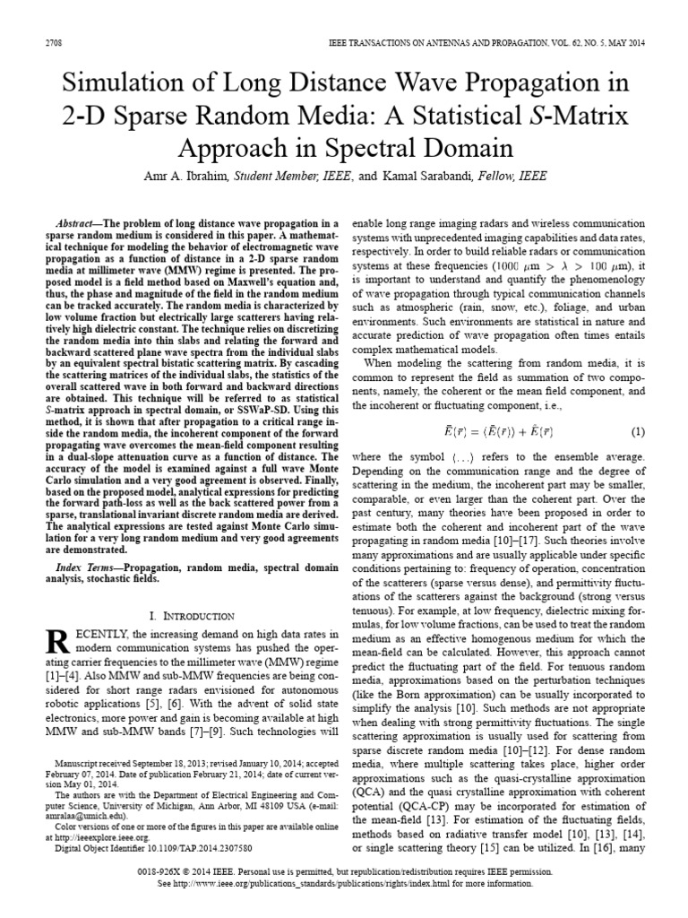 Simulation of Long Distance Wave Propagation in 2-D Sparse Random Media ...