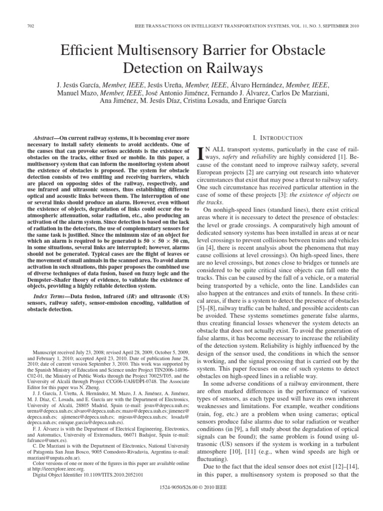 Multisensory System for Railway Obstacle Detection | PDF | Fuzzy Logic