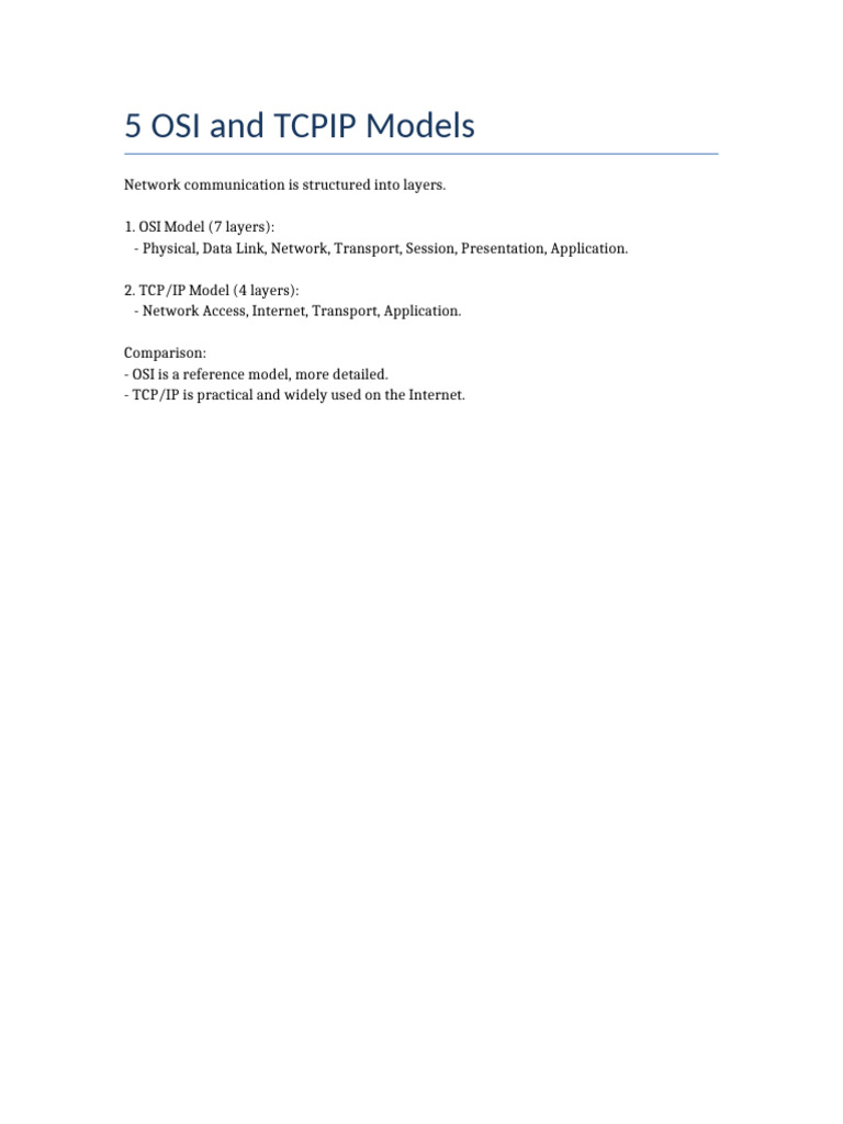 5 Osi and Tcpip Models | PDF