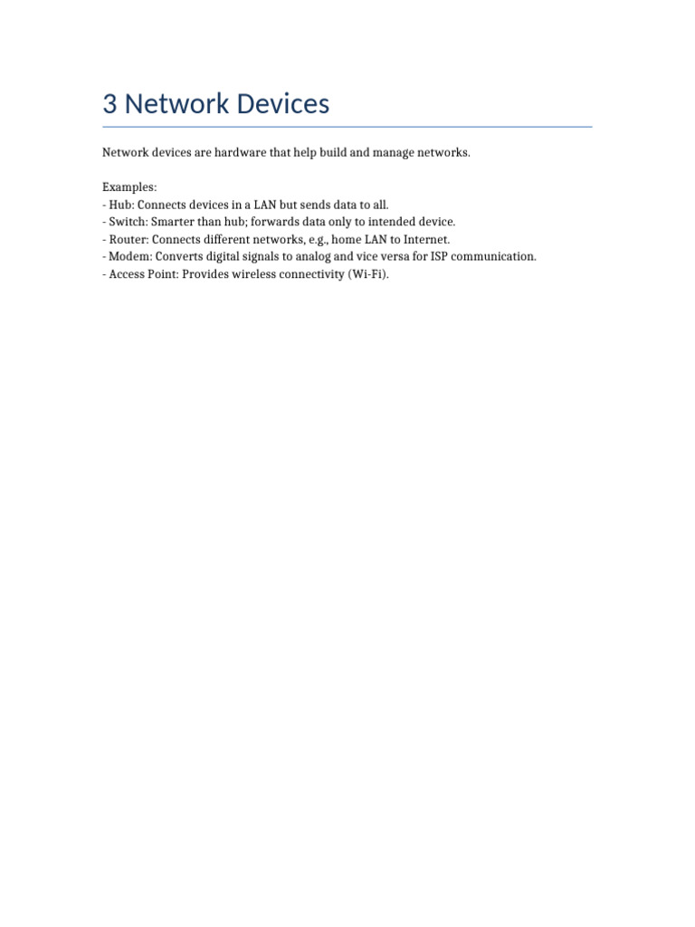Overview of 3 Network Devices | PDF