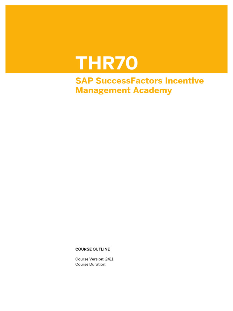 SAP SuccessFactors Incentive Management Course | PDF | All Rights ...