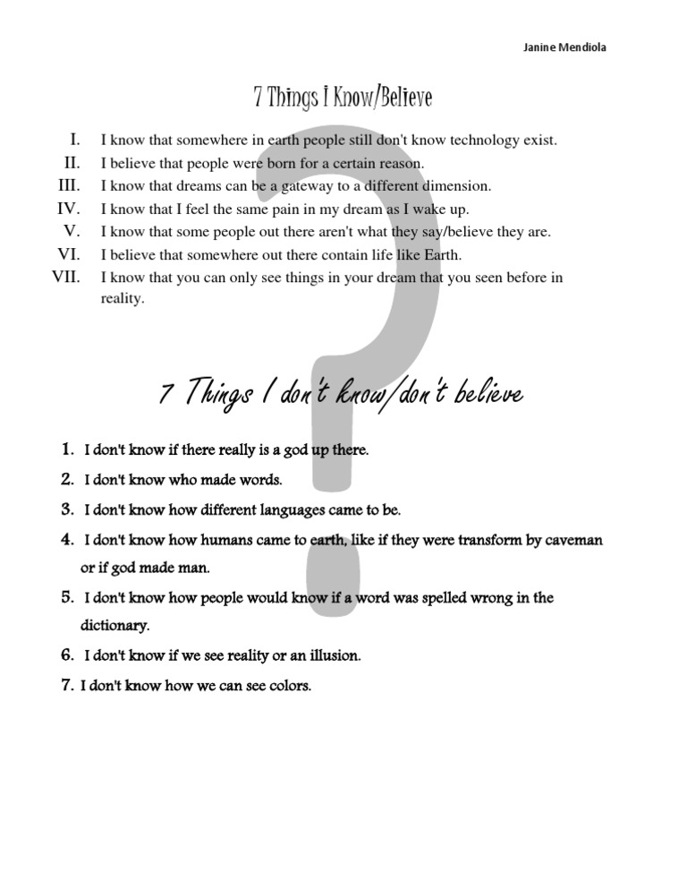 7 Things I Know | PDF