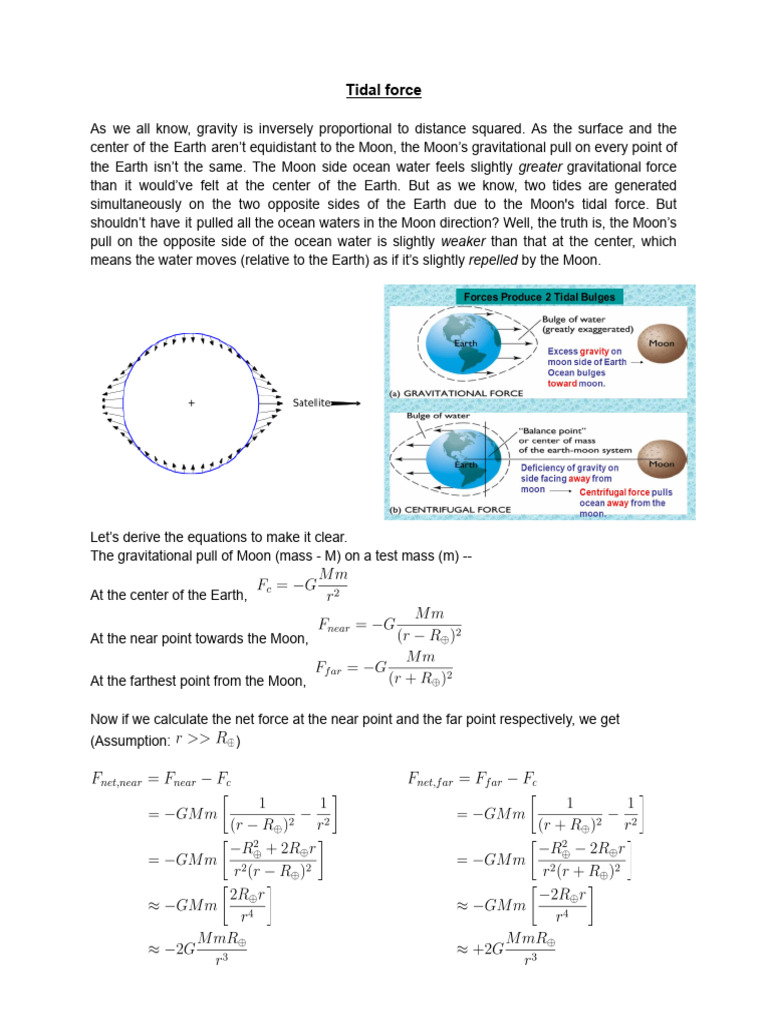 Tidal Force | PDF | Force | Moon
