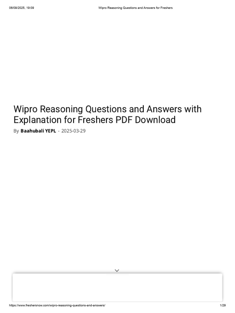 Wipro Reasoning Questions and Answers For Freshers | PDF