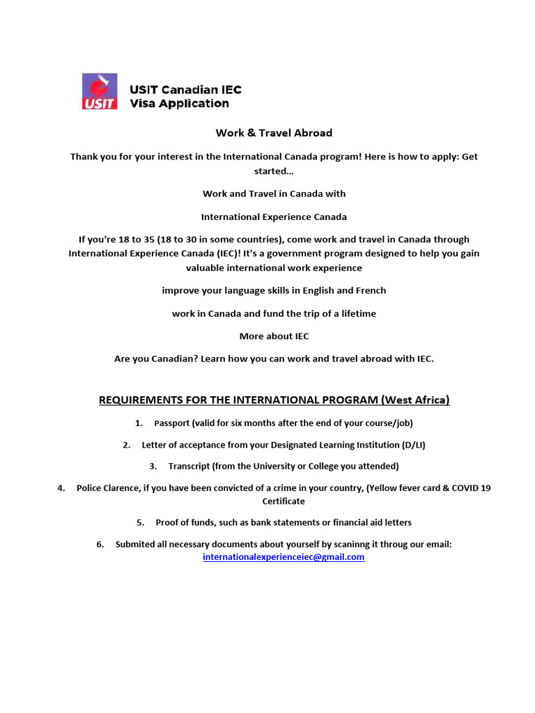 IEC Application for Work in Canada | PDF | Government And Personhood