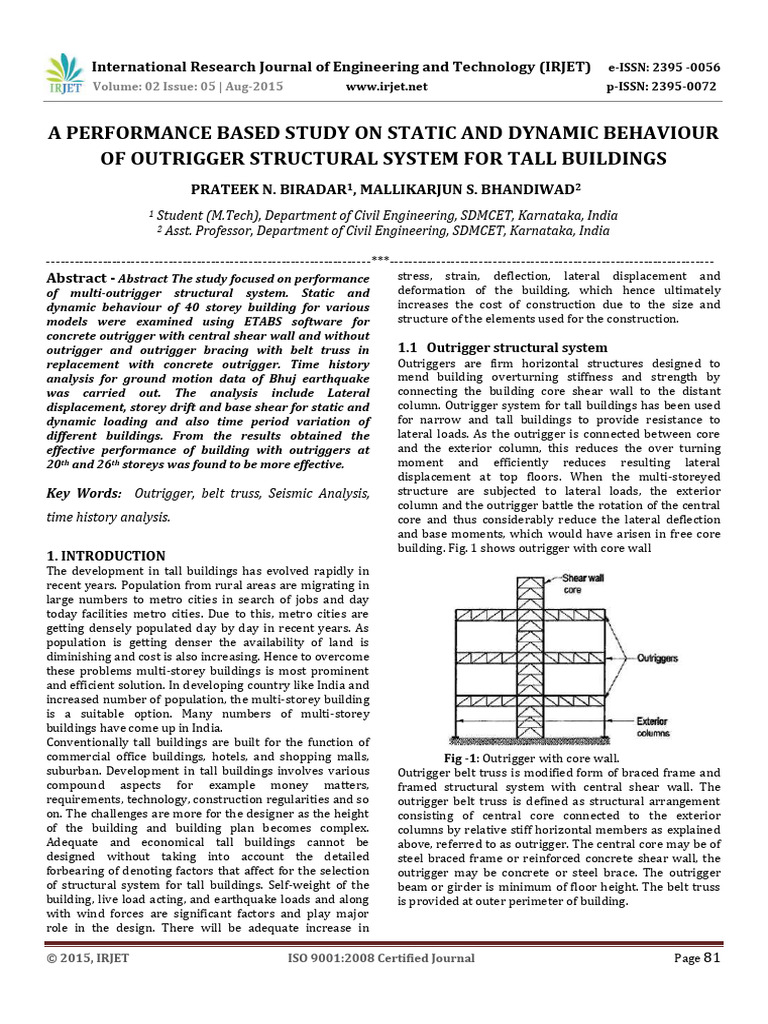 Outrigger Systems in Tall Building Analysis | PDF | Truss | Beam ...
