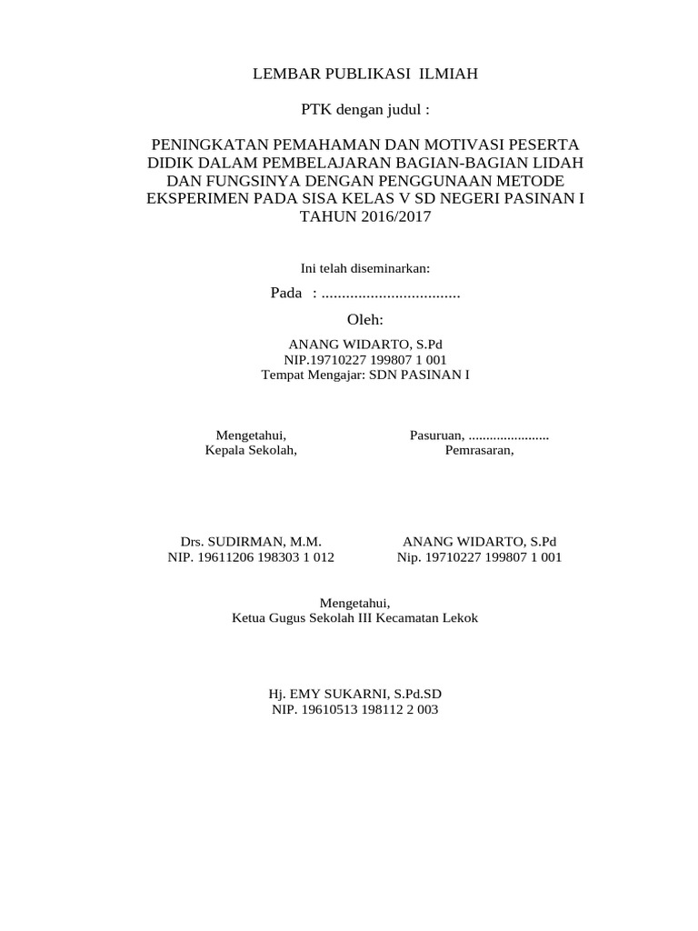 Lembar Publikasi Ilmiah Pak Anang | PDF