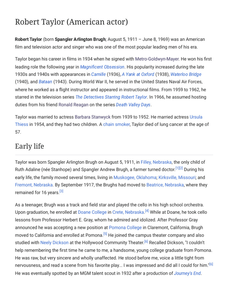 Robert Taylor: Life and Legacy | PDF