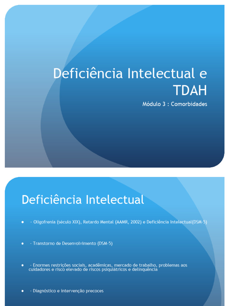 Comorbidades: TDAH e Deficiência Intelectual | PDF | Deficiência ...
