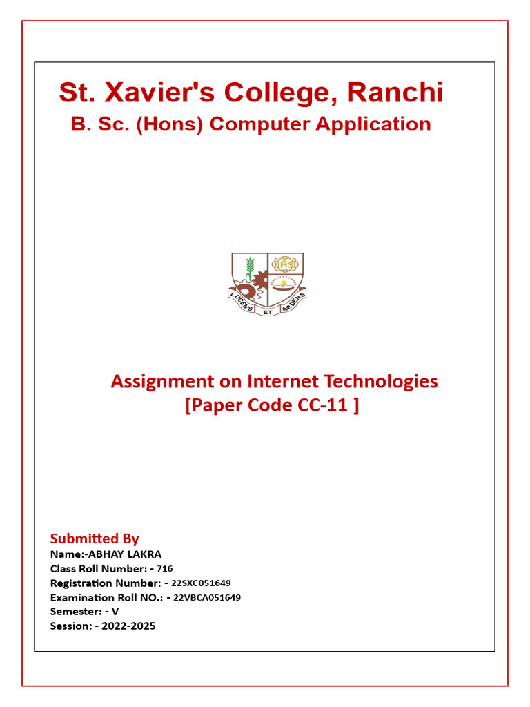 Internet Technologies Assignment - B.Sc. | PDF
