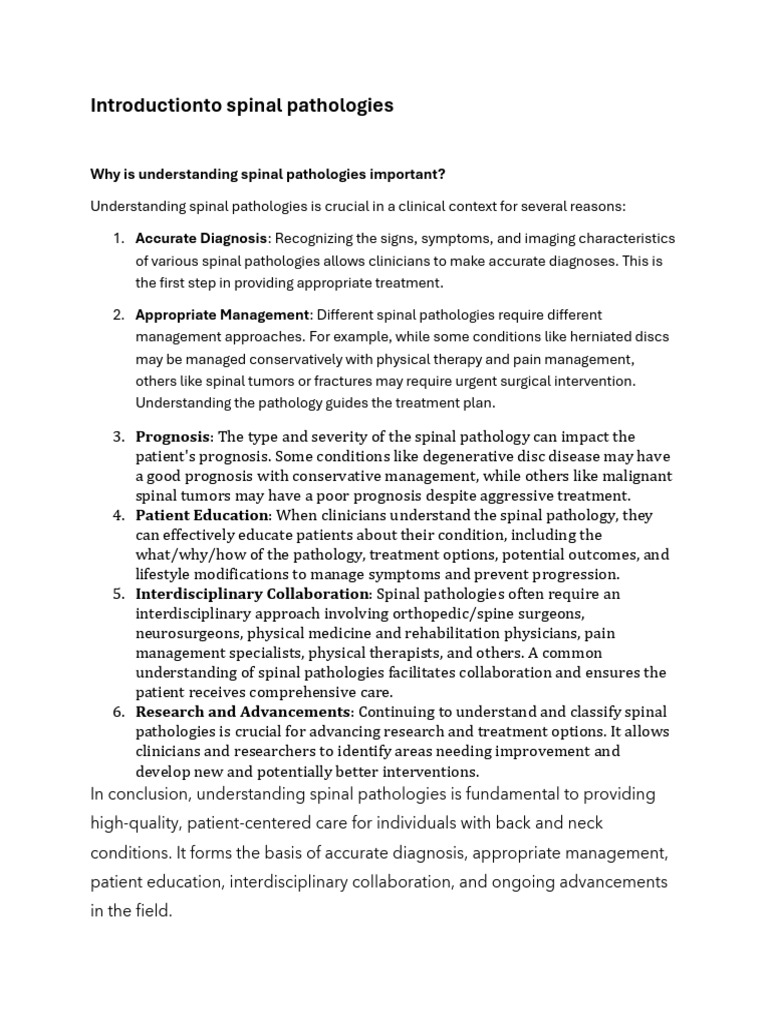 Understanding Spinal Pathologies | PDF | Vertebra | Scoliosis
