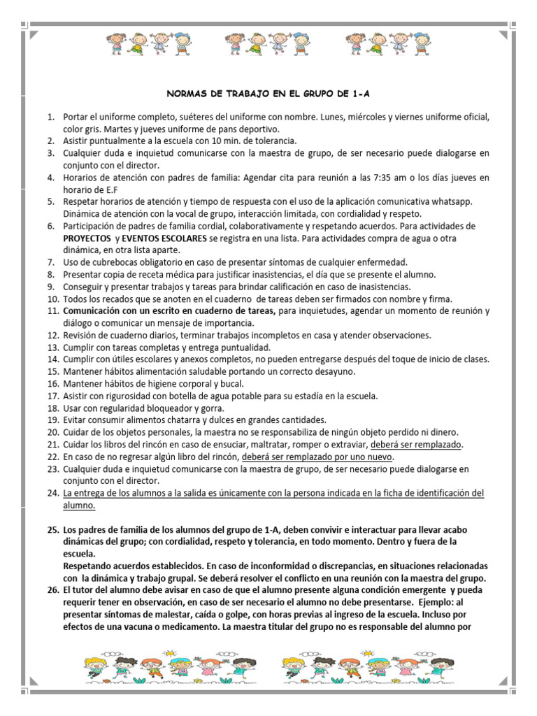 Normas Con Padres de Familia | PDF