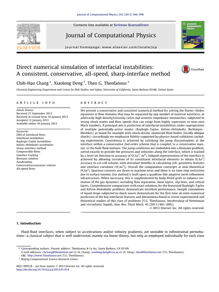 Direct Numerical Simulation of Interfacial Instabilities | PDF | Fluid ...