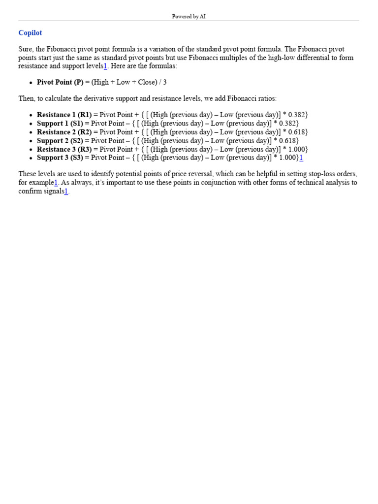 Fibonacci Pivot Point Calculation Guide | PDF