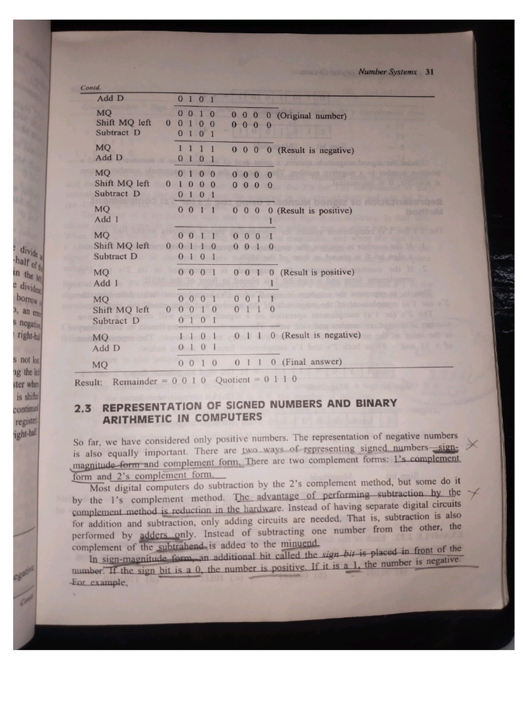 Signed Numbers and Binary Arithmetic in Computers | PDF