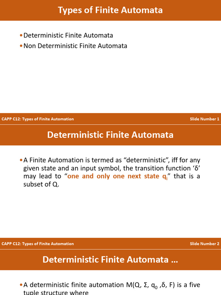 Types of Finite Automata Explained | PDF | Formal Methods | Models Of ...