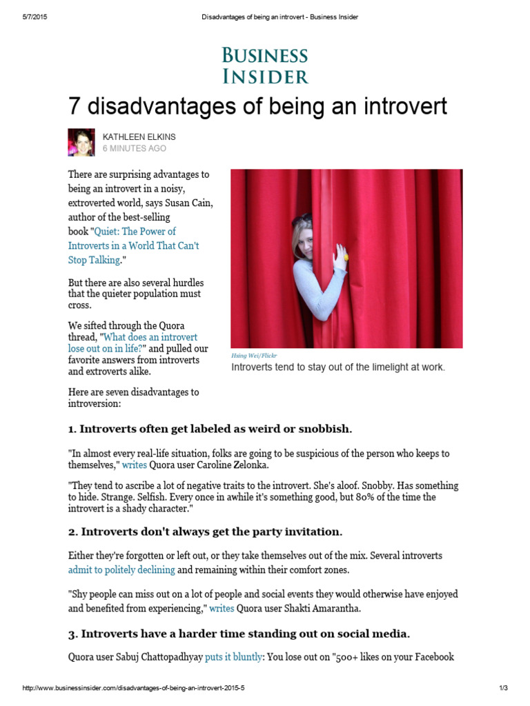 Disadvantages of Being An Introvert - Business | PDF | Extraversion And ...