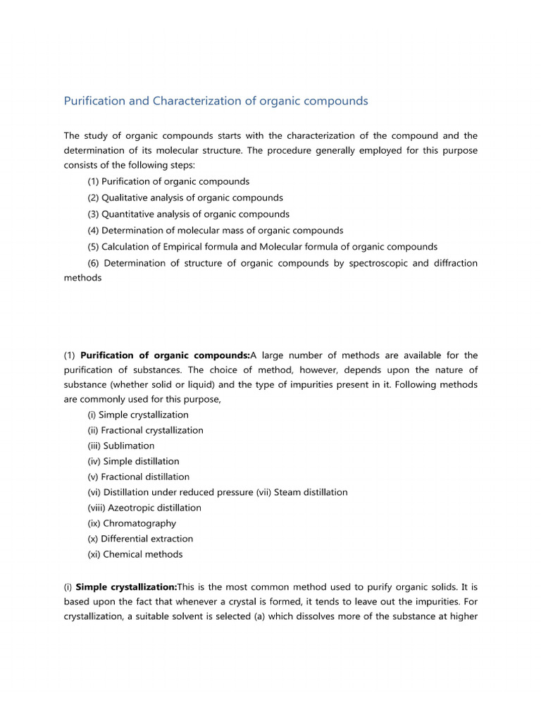 NEETChemistry - Purification of Organic Compounds | PDF