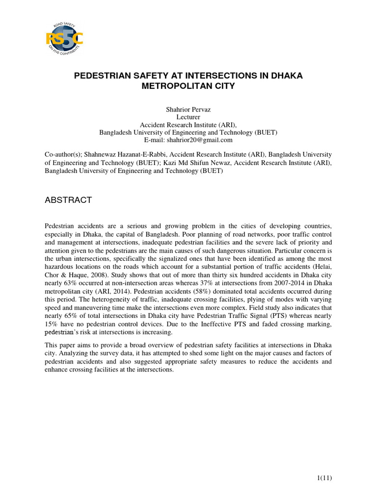 Pedestrian Safety at Intersections in DH | PDF | Pedestrian Crossing ...