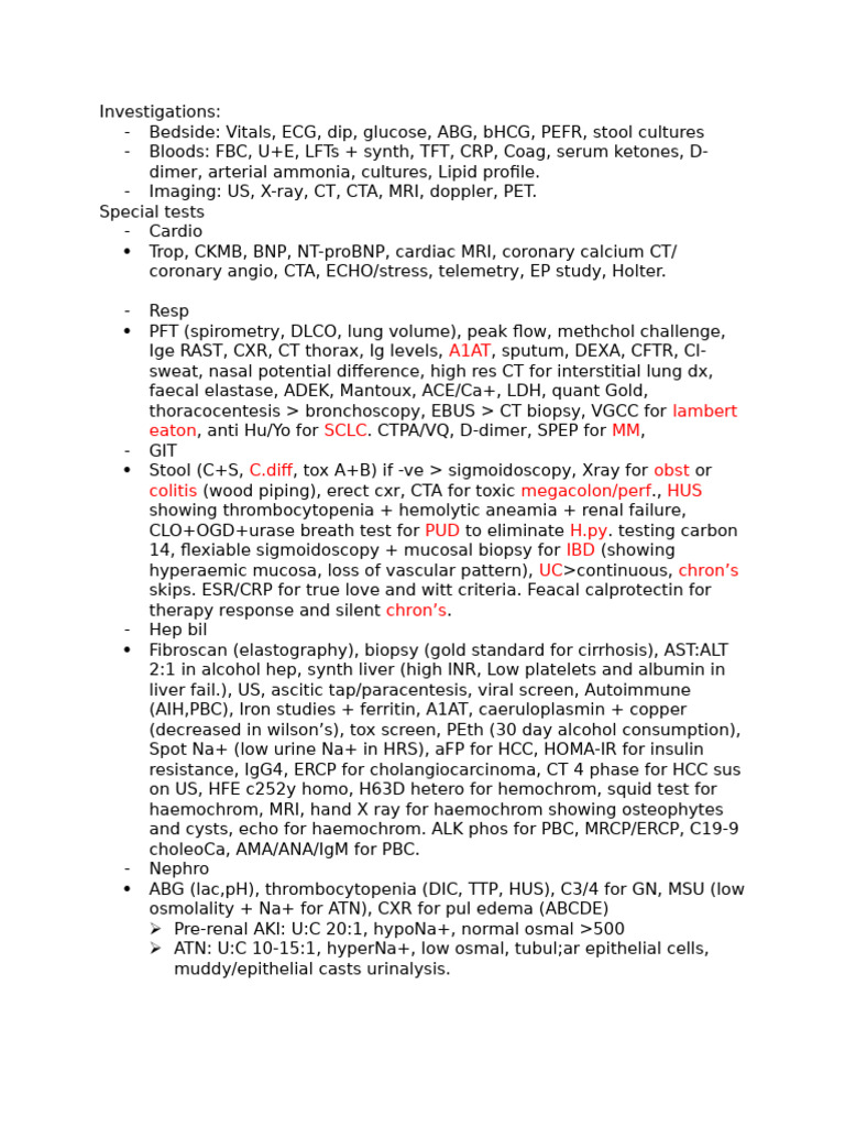 Comprehensive Diagnostic Investigations Guide | PDF | Medical ...