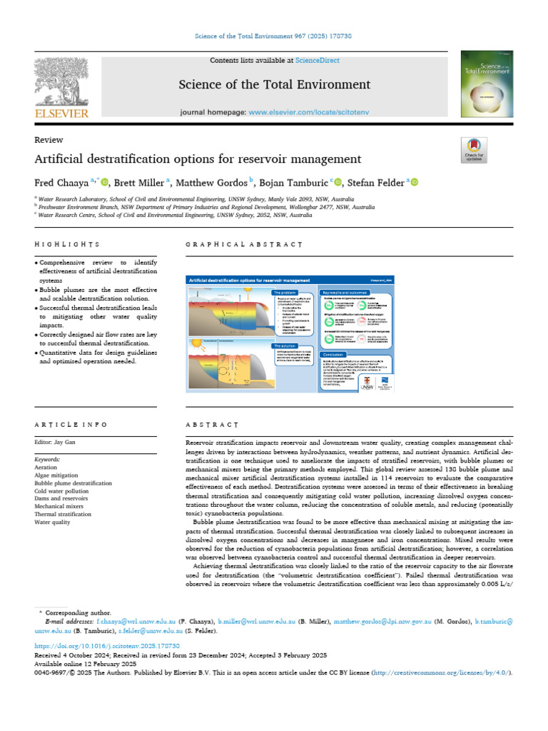 Artificial Destratification for Reservoirs | PDF | Physical Geography ...