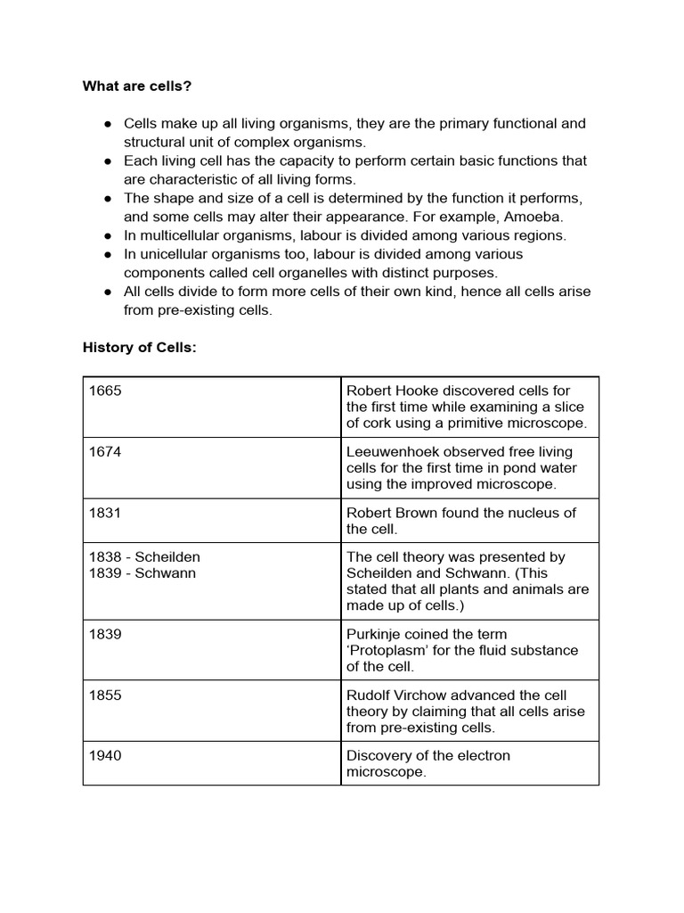 Overview of Cell Structure and Theory | PDF | Cell (Biology ...