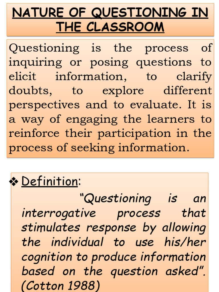Nature and Types of Classroom Questioning | PDF | Learning | Teachers