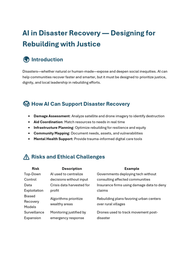 AI in Disaster Recovery - Designing For Rebuilding With Justice | PDF ...
