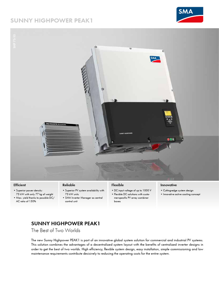 SMA 75 kW Inverter System Overview | PDF | Photovoltaic System | Power ...