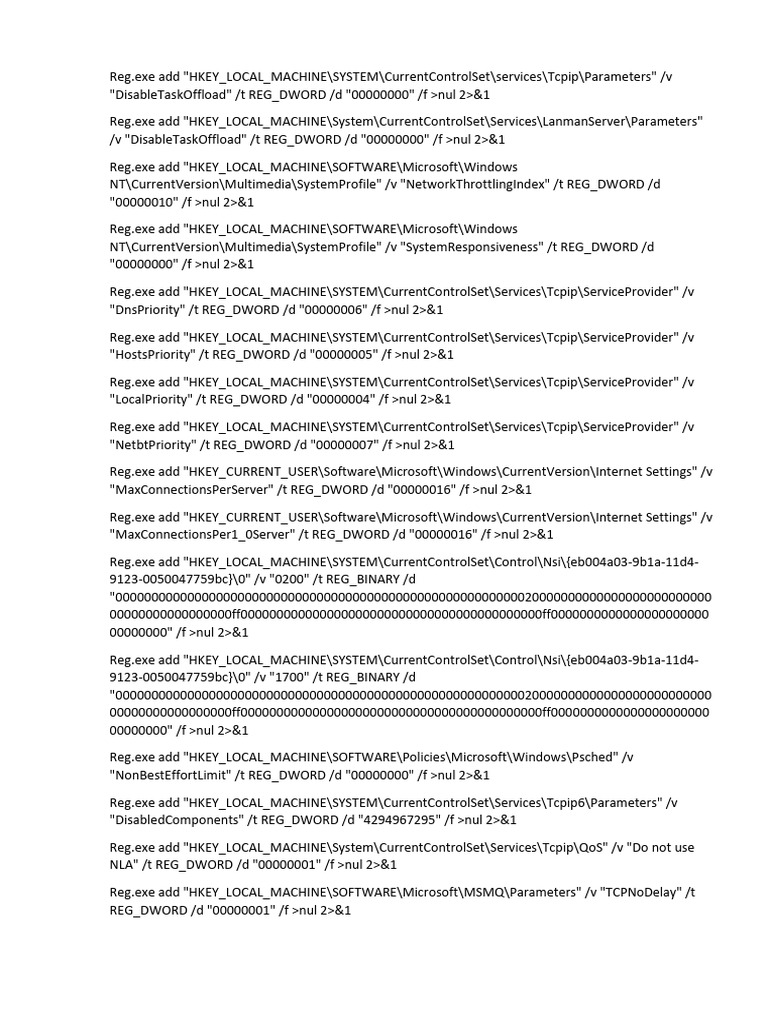 Windows 11 Network Optimization Registry | PDF | Windows Registry ...