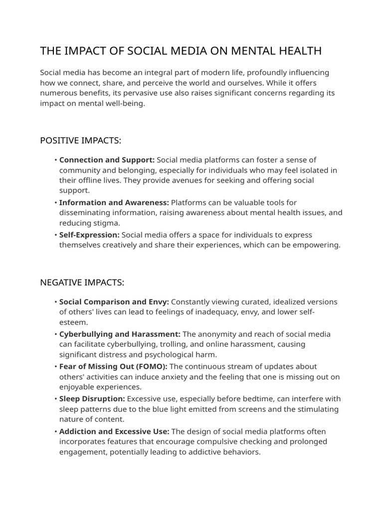 Social Media's Effects on Mental Health | PDF | Social Media | Popular ...