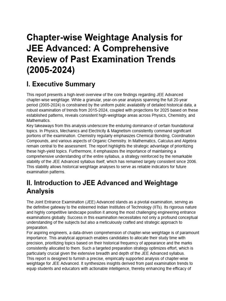 JEE Advanced 2024 Chapter Weightage Analysis | PDF | Chemistry | Physics
