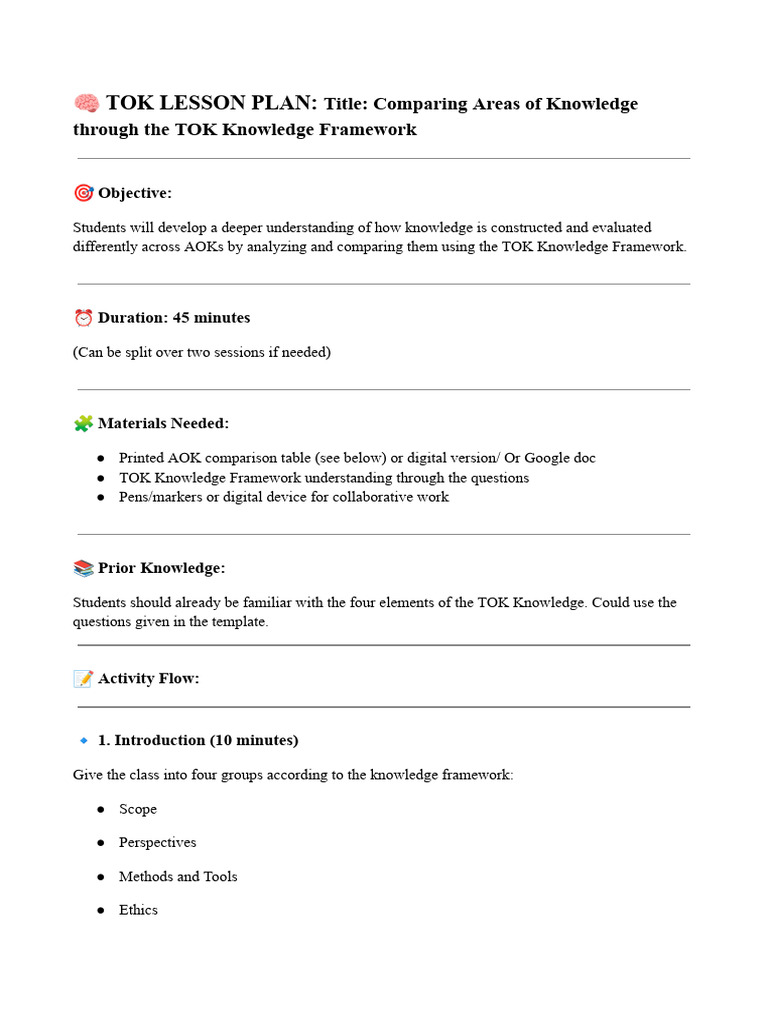 AOKs Comparison in TOK Framework | PDF