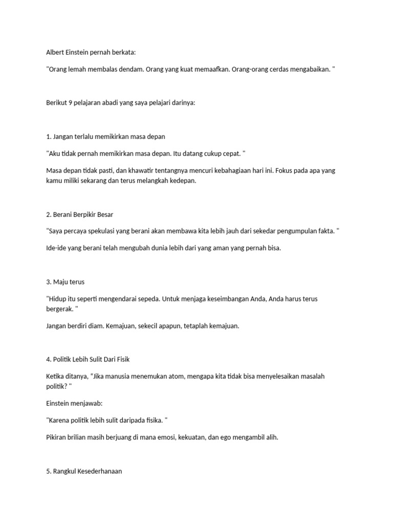 9 Pelajaran Hidup dari Albert Einstein | PDF