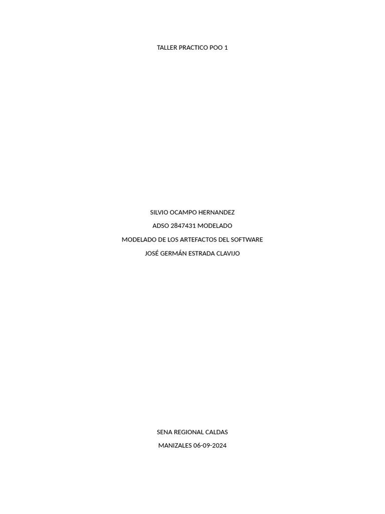 Taller Practico Poo 1 | PDF | Objeto (informática) | Programación ...