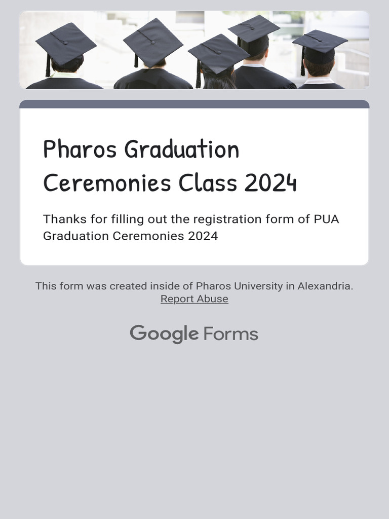 Pharos University Graduation 2024 Registration | PDF