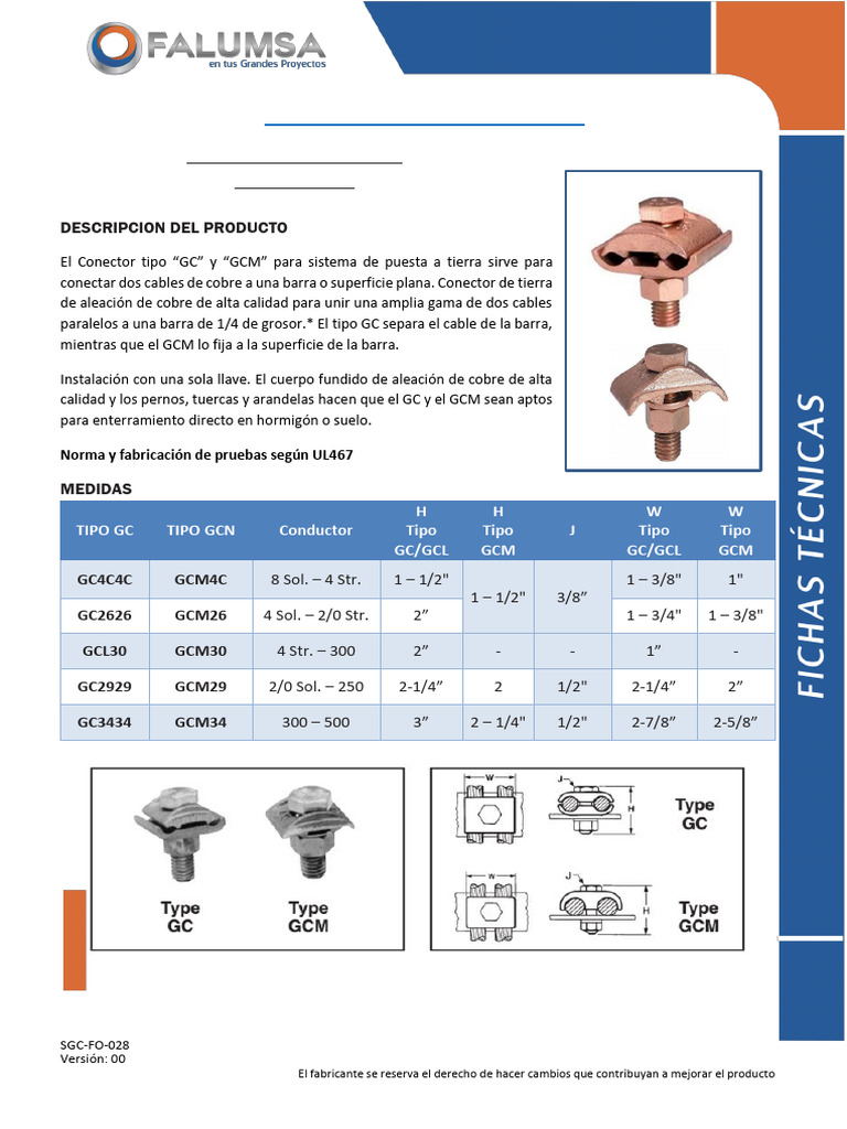 Conectores de Cobre Tipo GC y GCM | PDF
