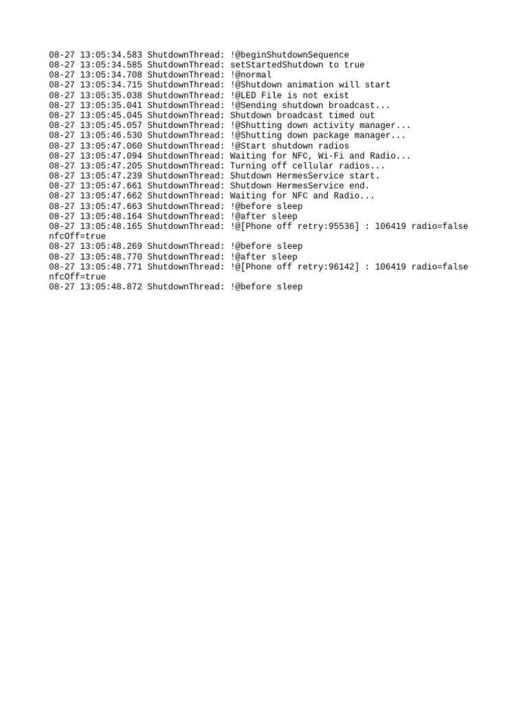 Shutdown Sequence Log Analysis | PDF