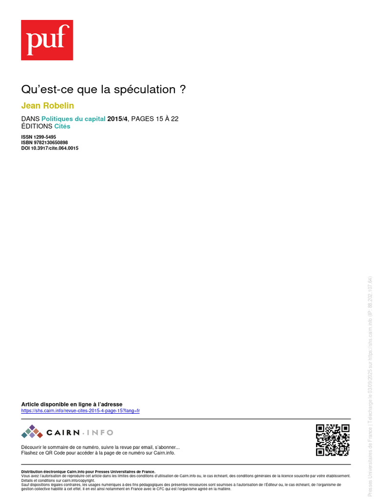 Comprendre la spéculation financière | PDF | Spéculation | Investir