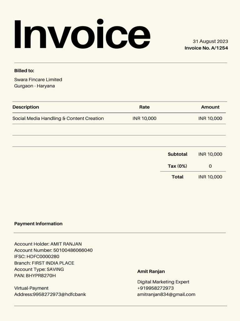 Invoice for Social Media Services | PDF